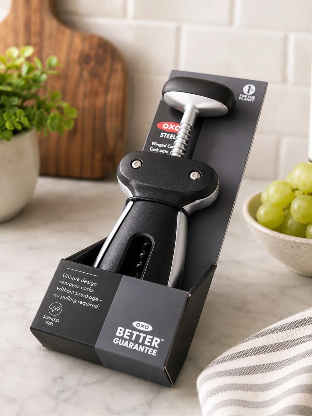 OXO Steel Winged Corkscrew with Removable Foil Cutter | New & Unopened